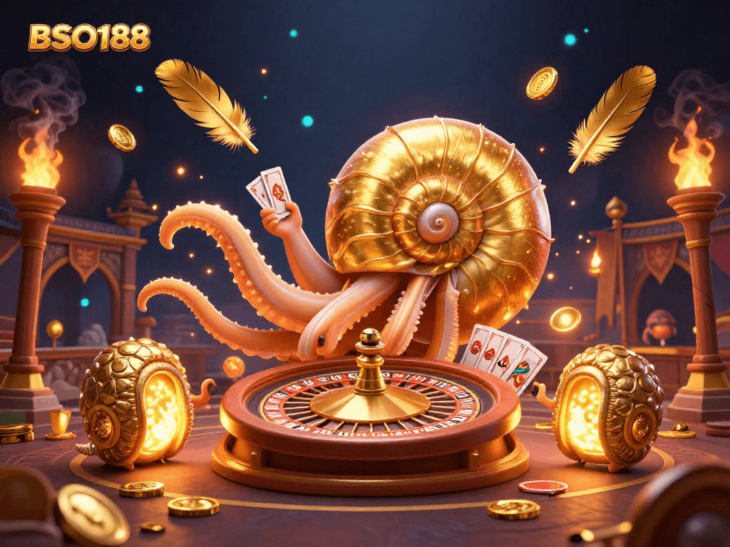 Experience thrilling gameplay at BSO188, showcasing a lively casino scene with unique 3D characters and vibrant game elements.