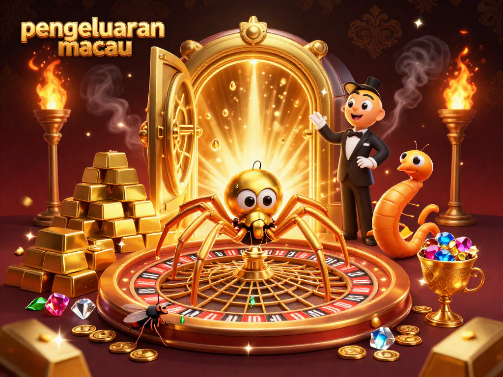 Visualisasi permainan kasino dengan "pengeluaran macau", laba-laba berkilauan dan dealer centipede.