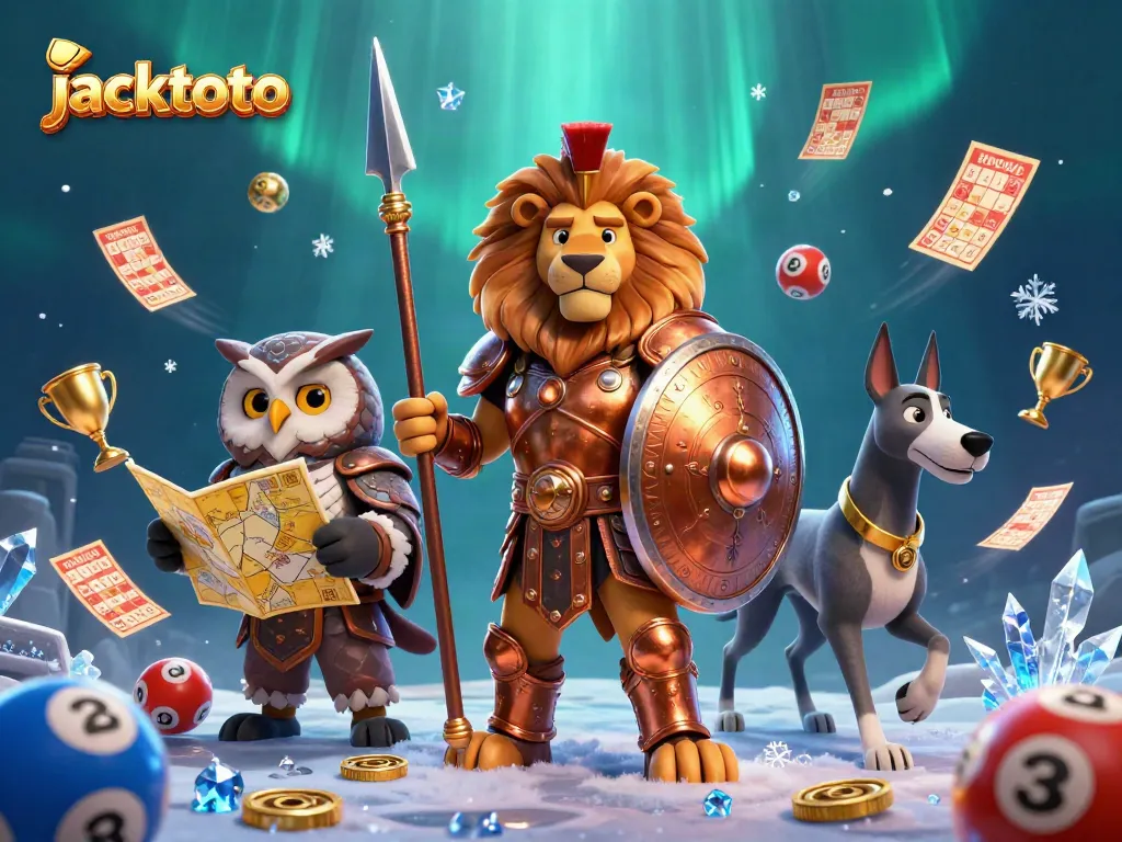 Place your bets with jacktoto, an engaging illustration of a lottery-themed scene featuring 3D characters.