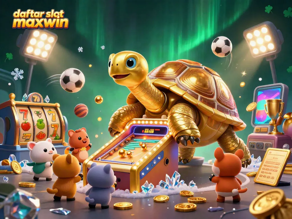 Engage with daftar slot maxwin through vibrant 3D casino illustration featuring dynamic characters and elements.