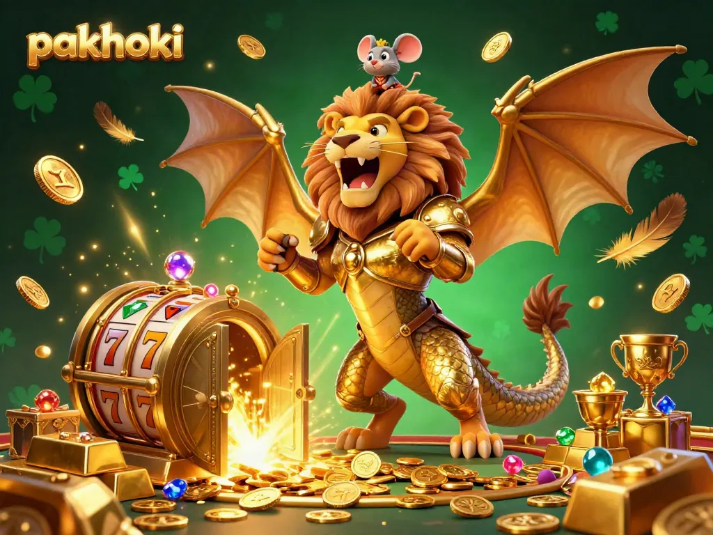 Gali pengalaman di pakhoki dengan makhluk chimera berkilau dikelilingi elemen perjudian menarik.