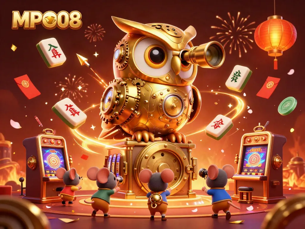 MPO08 reveals a vibrant casino scene filled with festive elements celebrating gaming excitement.