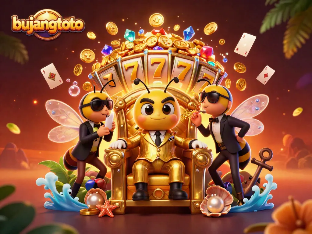Experience winning moments with bujangtoto in a vibrant, animated casino-themed scene.