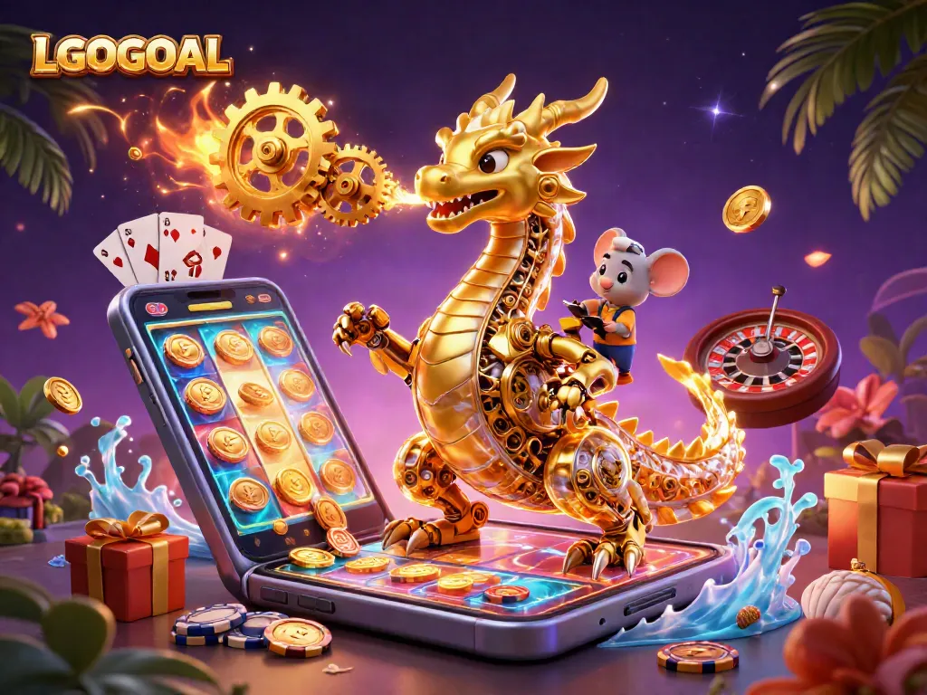 Engage with the thrilling world of LGOGOAL online gaming featuring a golden dragon and interactive elements.