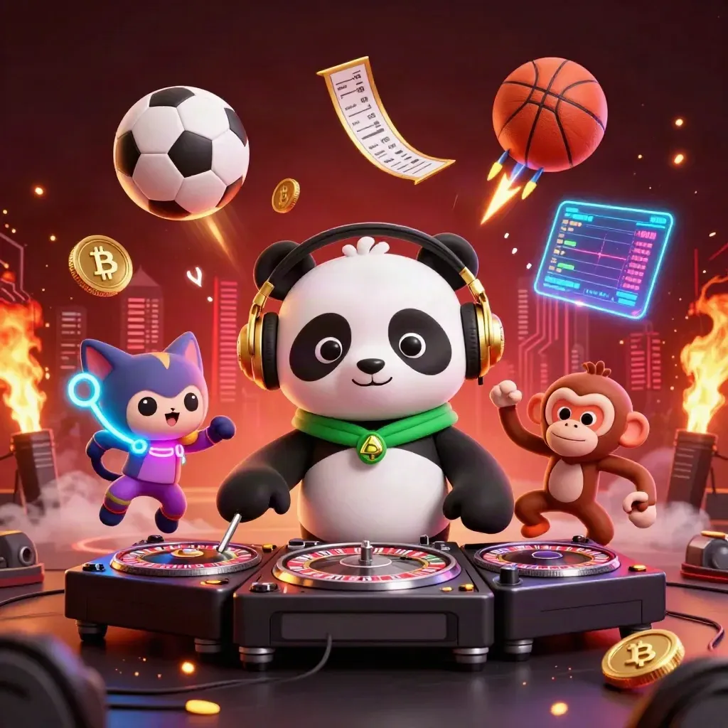 Harimau DJ panda, monyet breakdance, dan kucing glow-stick di efek neon kasino
