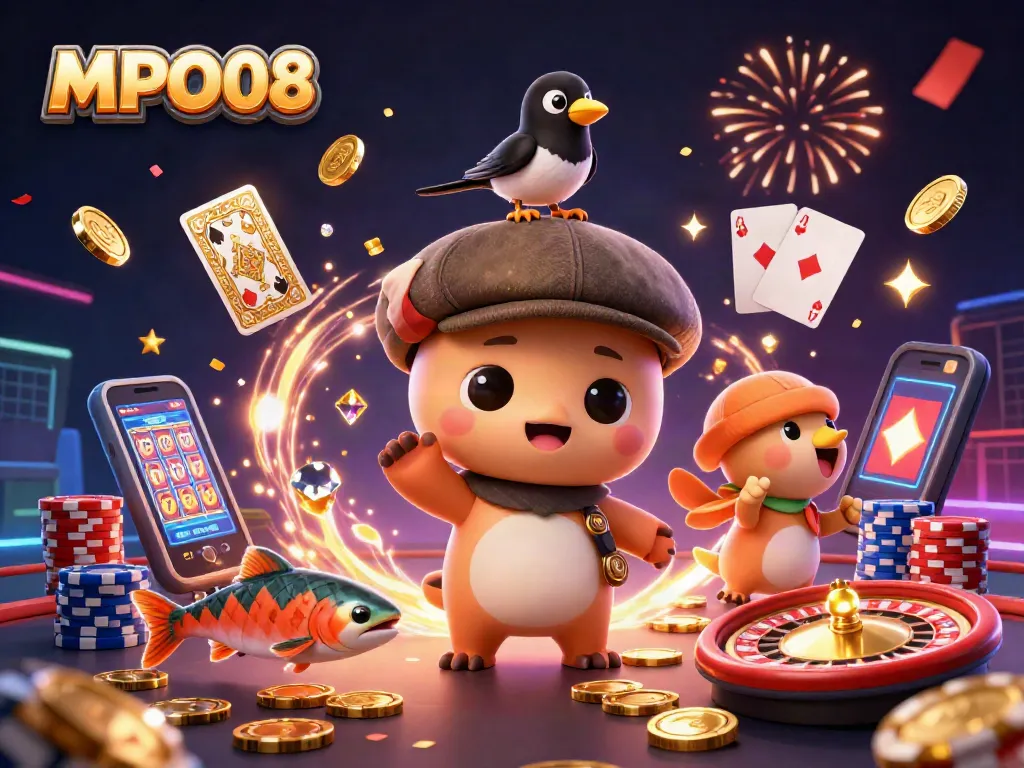 MPO08 brings the excitement of slots and casinos with playful characters and dynamic elements, immersing players in a thrilling gaming atmosphere.