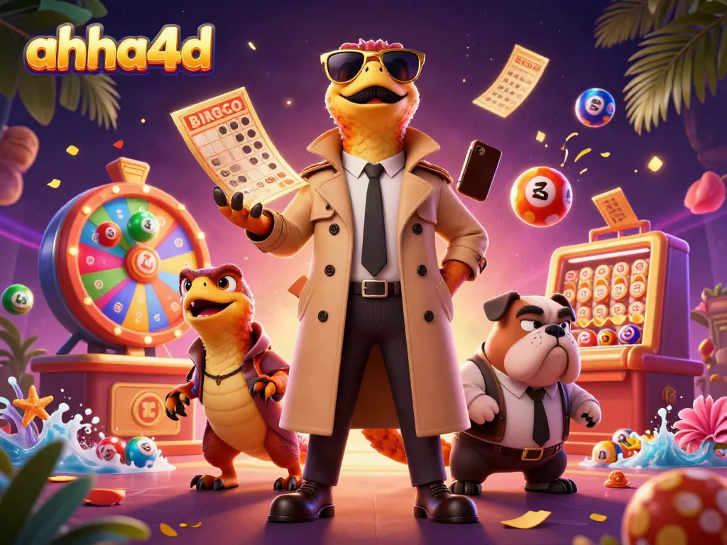 Engage with ahha4d as raptors cleverly disguise to enter a casino surrounded by lottery balls and vibrant prizes.