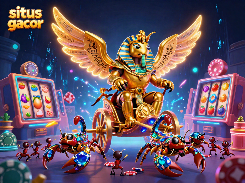 Experience exciting gameplay with situs slot gacor in this animated casino scene featuring vibrant slot machines.