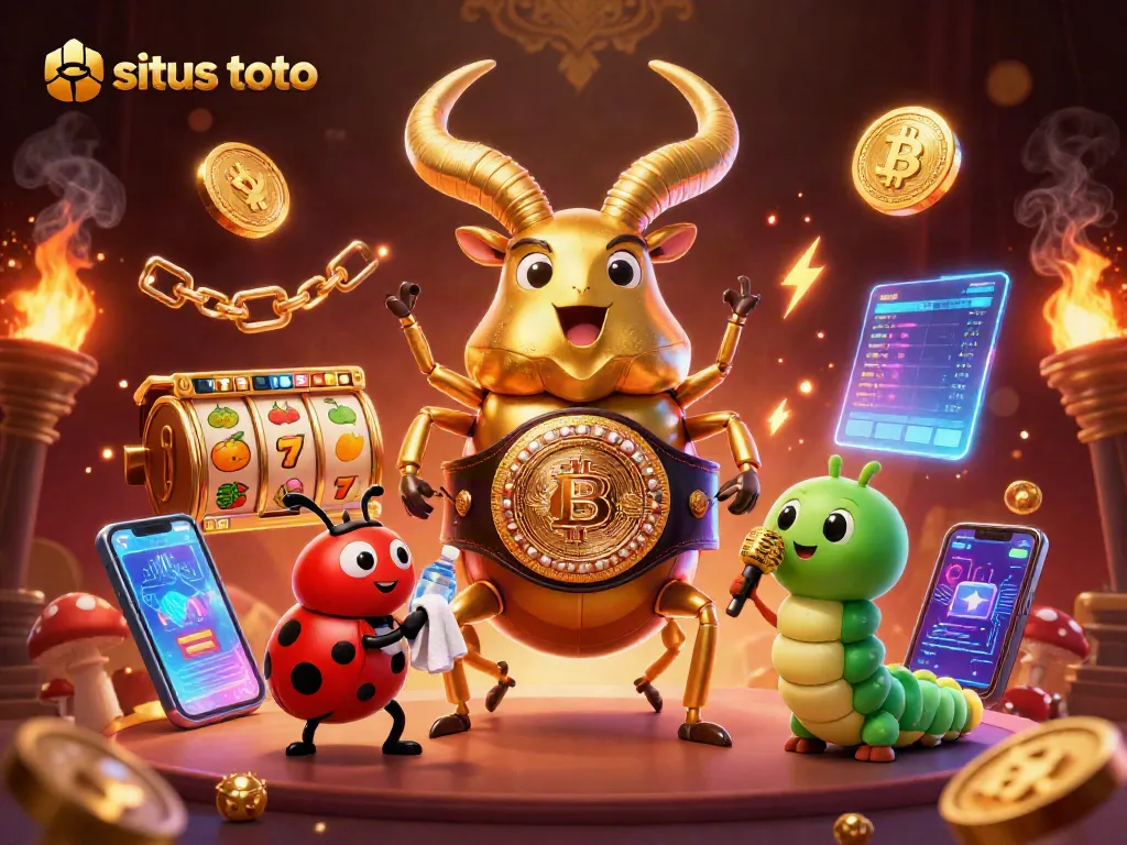 Gambarlah situs toto dengan karakter pertempuran menarik dan elemen kasino yang berkilau.