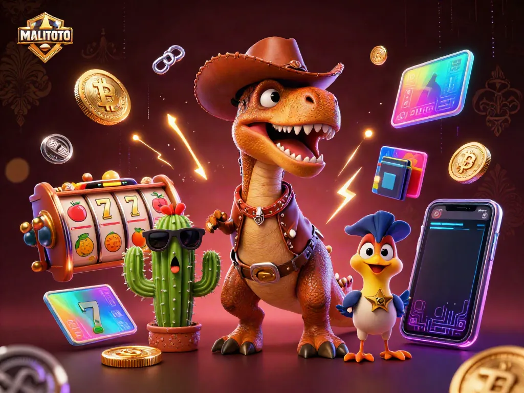 Experience MALITOTO with a vibrant casino-themed 3D scene featuring exciting slots and playful characters.