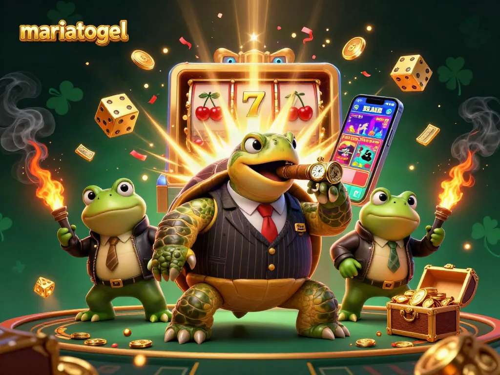 Experience winning thrills at MARIATOGEL with vibrant slot machines and dynamic casino scenes.